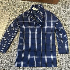 J crew factory blue check wool city coat size 6 NWT